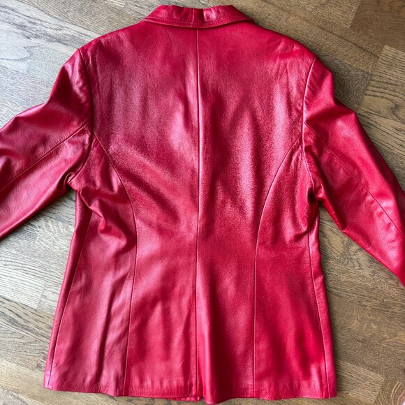 Danier Red Leather Blazer Jacket - Sz L - Amazing Vintage Condition - Picture 14 of 15